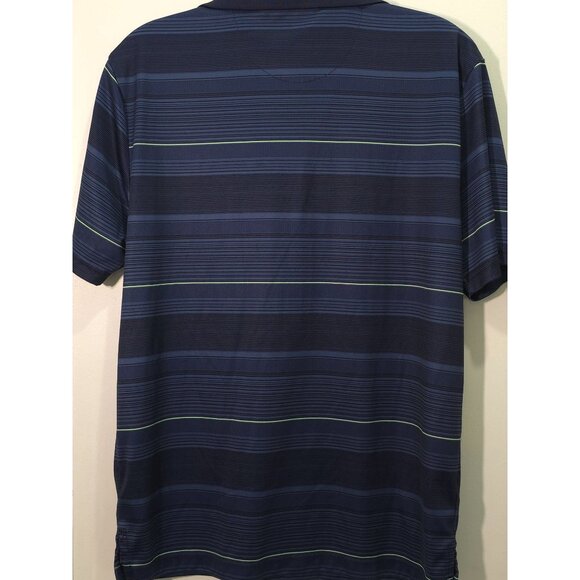 Ben Hogan Performance Small Navy Blue Striped Golf Polo Shirt Lime Green Lines - Picture 6 of 8